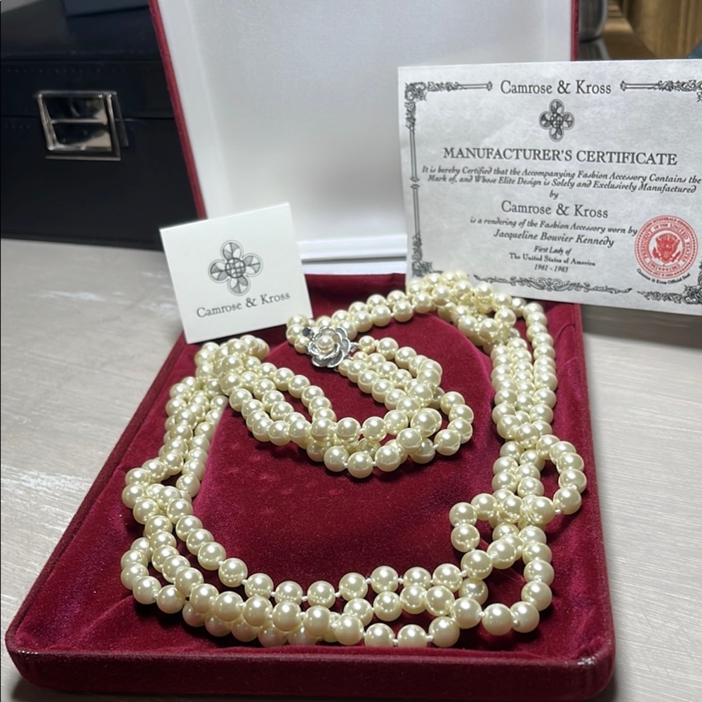 Camrose & Kross Jacqueline Kennedy 3-strand pearls